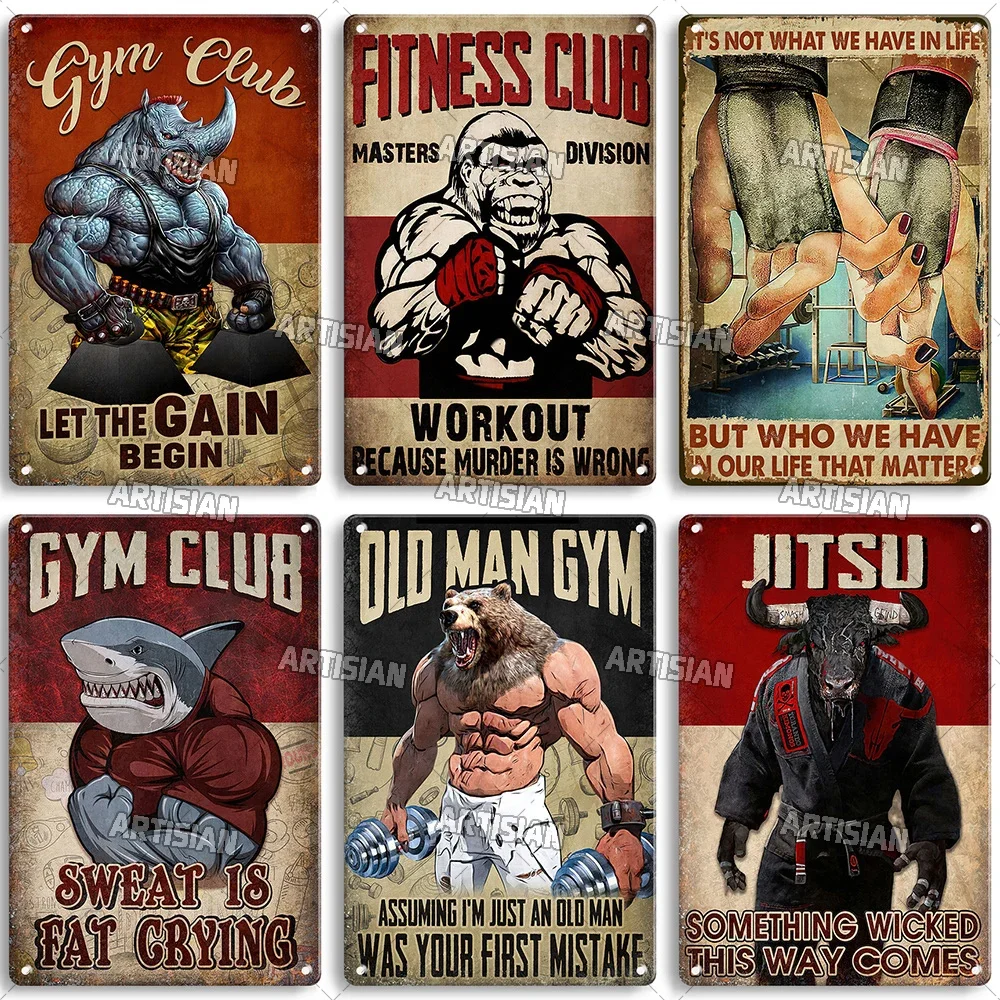 Vintage Collectible Signs - Old Man Gym Club Inspirational Phrase