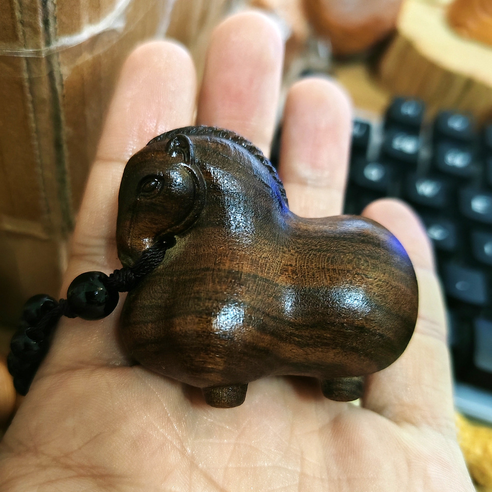 Vintage Collectible Classics - Tang‑Style Horse Wooden Hand Piece, Vintage