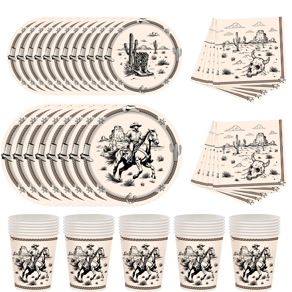 Vintage Collectibles - Vintage Western Cowboy Party Tableware Set