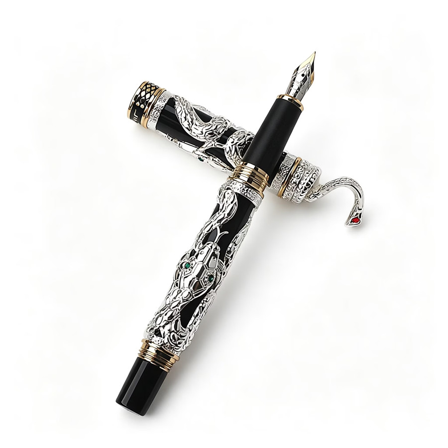 Jinhao Luxury Snake Embossed F - đánh giá và giá Vintage Collectible Pens